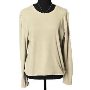 3/$15 Eddie Bauer Women's Crew Neck Tan Petite Medium Long Sleeve Blouse Top